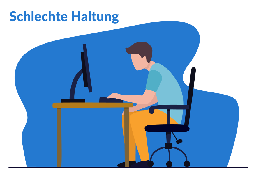 schlechte Haltung am Computer